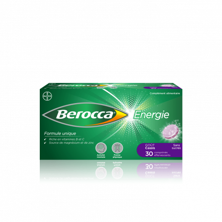 Berocca Énergie Goût Cassis 30 Comprimés Effervescents 