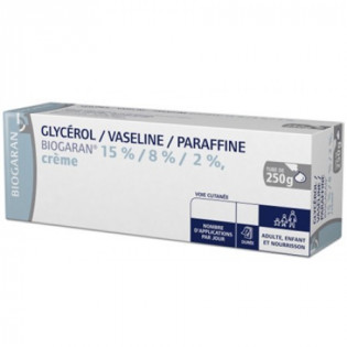 Glycérol/ Vaseline/ Paraffine 15% / 8% / 2% Crème BIOGARAN 250G