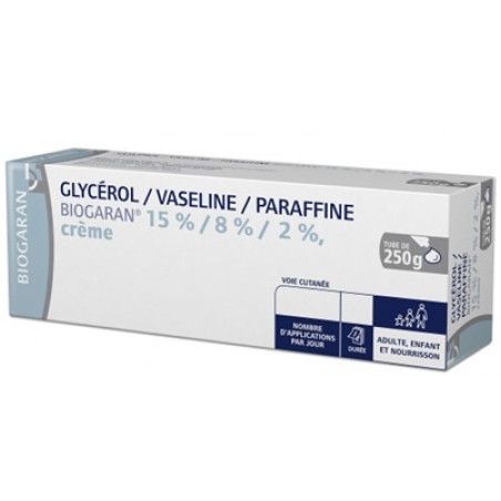 Glycérol/ Vaseline/ Paraffine 15% / 8% / 2% Crème BIOGARAN 250G