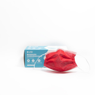 Masques Chirurgicaux ROUGE UNIR Type IIR Boite de 50