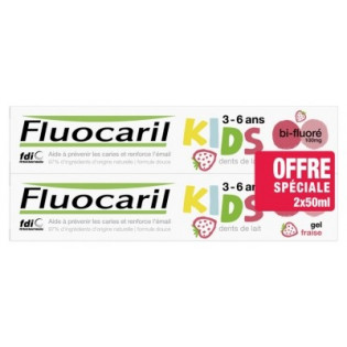 Fluocaril - Dentifrice Kids  Gel Fraise 3 - 6 ans  2tbes/50 ml