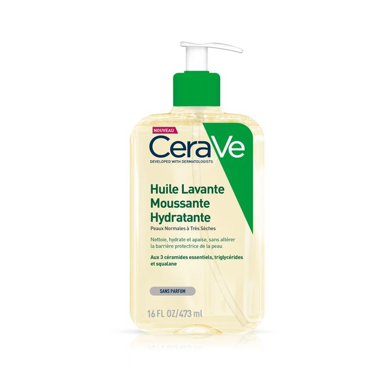 CeraVe - Huile Lavante Moussante et Hydratante - Peaux Normales à Très Sèches 473 ml