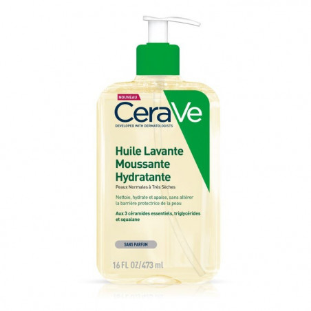 CeraVe - Huile Lavante Moussante et Hydratante - Peaux Normales à Très Sèches 473 ml