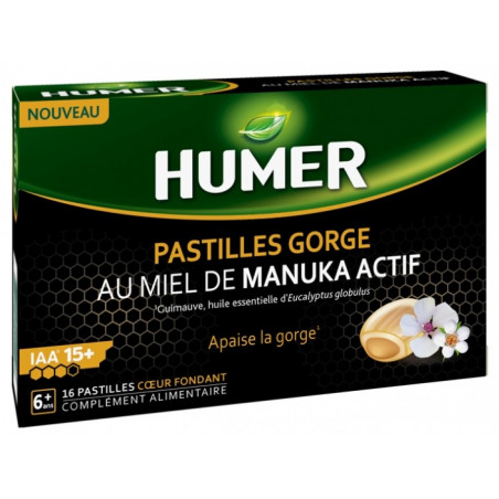 Humer - Active Manuka Honey Throat Pastilles - 16 Pastilles Coeur Fondant