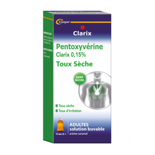 Clarix - Pentoxyverine 0.15% - Dry Cough Sugar Free 200 ml