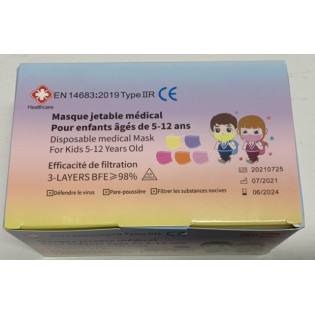 Masques Chirurgicaux Enfants 5-12 ans Type IIR 5 Coloris Boite de 50