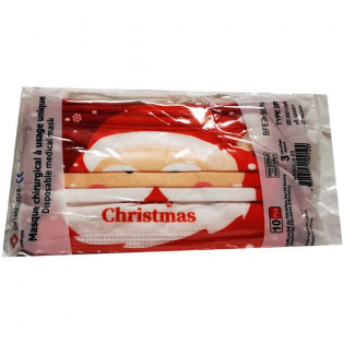 Christmas Adult Santa Claus Surgical Masks - Type IIR bag of 10 masks