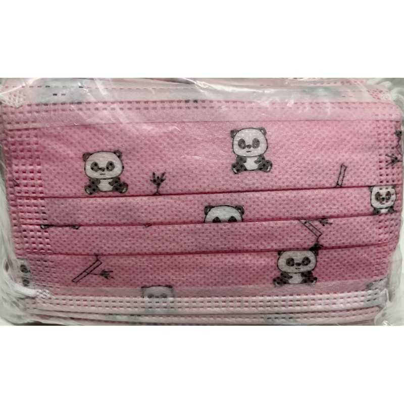 Masques Chirurgicaux Enfants Type IIR Panda Rose - 50 masques