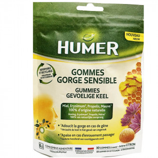 Humer - Gorge Sensible - 30 Gommes à Sucer Arome Citron