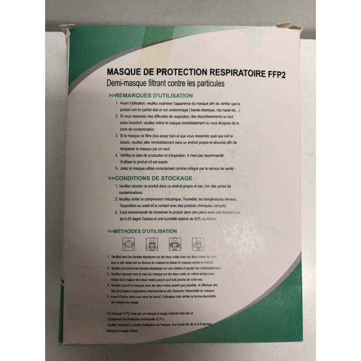 Masque de protection FFP2 protection contre la COVID Boite de 20