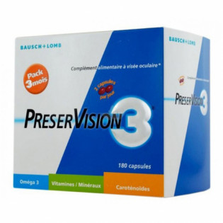 Préservision 3 Complément alimentaire à visée oculaire. Pack 3 mois 180 capsules