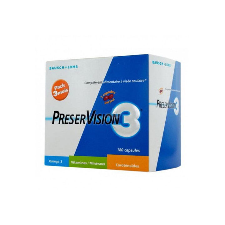 Preservision 3 Dietary supplement for the eyes. Pack 3 months 180 capsules