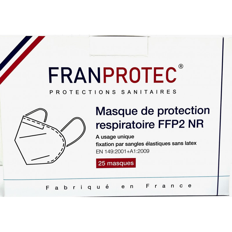 Masque covid FFP2 Franprotec made in France boite de 25 masques