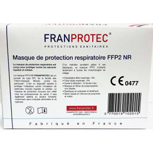 Masque covid FFP2 Franprotec made in France boite de 25 masques