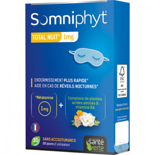 Santé Verte Somniphyt TOTAL NUIT Mélatonine 1 mg boîte de 30 comprimés
