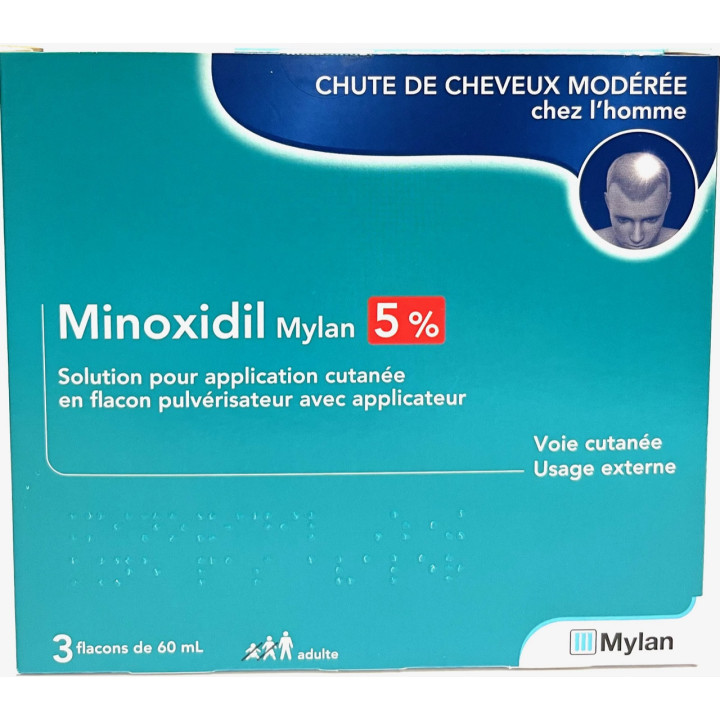 Minoxidil Mylan 5% - 3 bottles of 60 ml hair loss