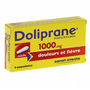 Doliprane adulte 1000 mg 8 suppositoires douleurs et fièvre