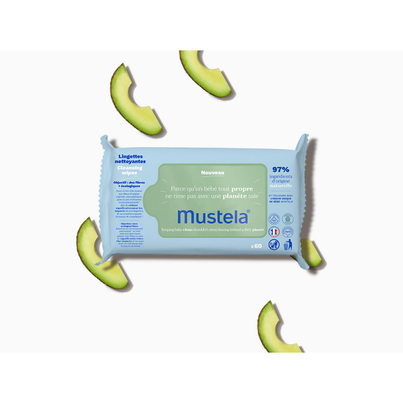 Mustela Bébé Lingettes nettoyantes à l'Avocat BIO x60