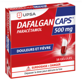 Dafalgan Caps 500 mg douleurs et fièvre 16 gélules paracétamol