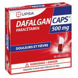 Dafalgan Caps 500 mg douleurs et fièvre 16 gélules