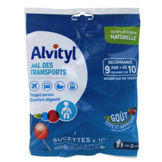 Alvityl Mal des Transports 10 Sucettes goûts cola et fraise