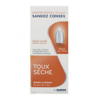 Oxomémazine Sandoz sirop toux sèche sans sucre 150 ml