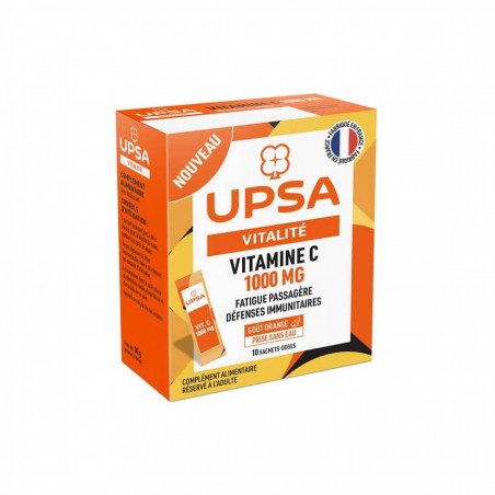 UPSA Vitalité Vitamine C 1000 mg Fatigue Passagère Défenses Immunitaires 10 Sachets Doses