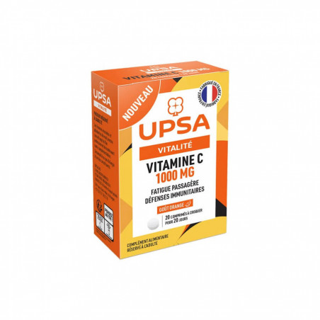 UPSA Vitalité Vitamine C 1000 mg Fatigue Passagère Défenses Immunitaires 20 comprimés à croquer