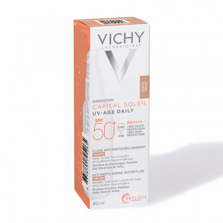 boite Vichy Capital Soleil UV-Age Daily Fluide Anti-Photovieillissement Teinté SPF50+ 40 ml