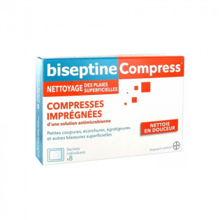 Bayer Biseptine Compress 8 Compresses Imprégnées