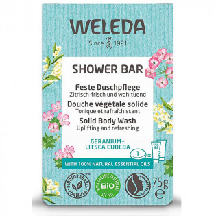 Weleda Shower bar Douche Végétale Solide Géranium & Litsea Cubeba Bio savon 75 g