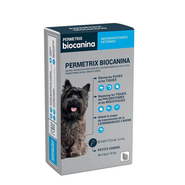 Biocanina Permetrix 500 mg/100 mg solution pour spot-on pour chiens de 4 à 10 kg