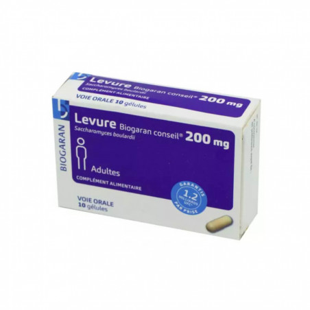 Biogaran Levure 200mg 10 Gélules Adultes Saccharomyces boulardii