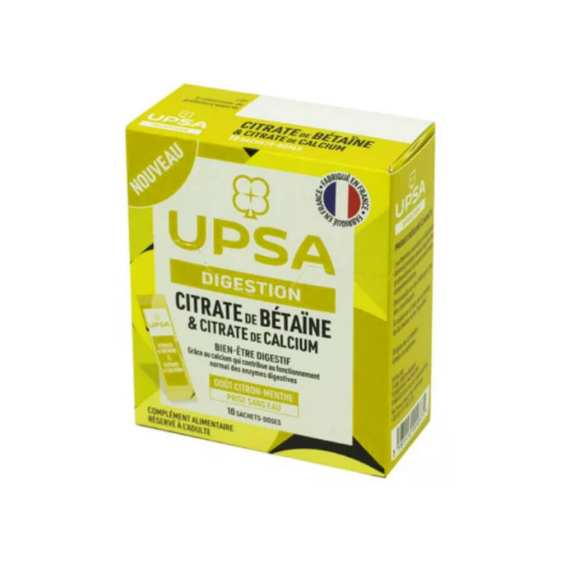 Upsa digestion Citrate de Bétaïne et Citrate de Calcium 10 Sachets Doses