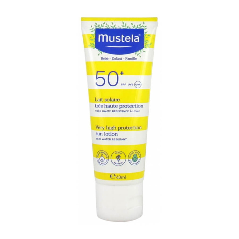 Mustela Lait Solaire Très Haute Protection Bébé-Enfant-Famille SPF50+ 40 ml