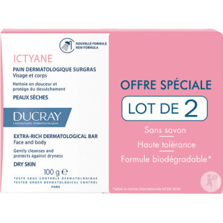 Ducray ICTYANE Pain dermatologique surgras lot de 2x100g