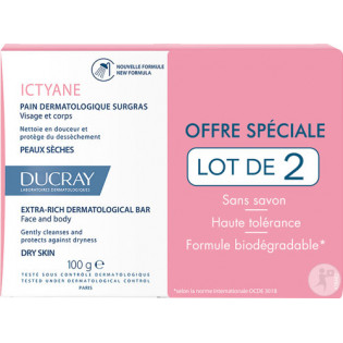 Ducray ICTYANE Pain dermatologique surgras lot de 2x100g
