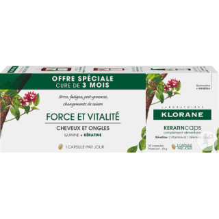 KLORANE KERATINcaps. Lot de 3 boîtes de 30 capsules
