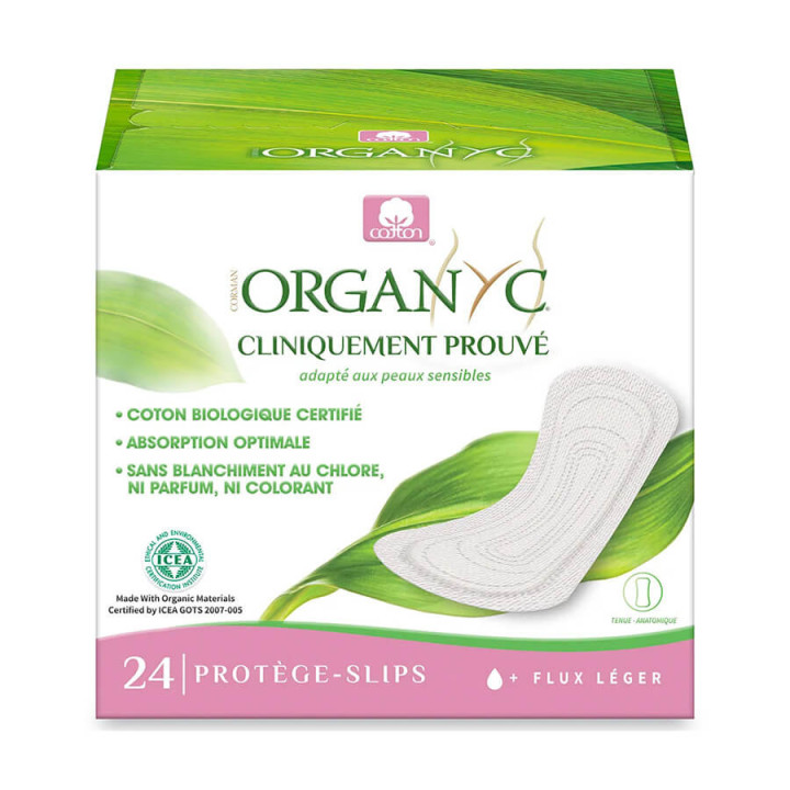 Organyc Lightweight Flow Pads in individual pouch box of 24