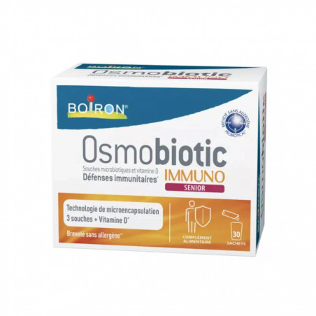 Boiron Osmobiotic Immuno Sénior 3 Souches Probiotiques Micro-encapsulés + Vitamine D3 30 Sachets