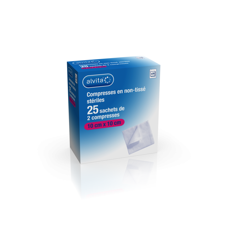 Sterile non-woven swabs 10x10cm 25 bags of 2