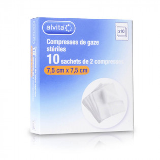 Alvita Sterile gauze swabs 7,5x7,5cm 10 bags of 2