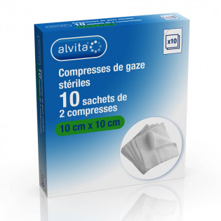 Alvita Sterile gauze swabs 10x10cm 10 bags of 2