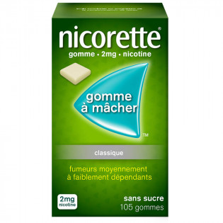 Nicorette Gomme 2mg goût original sans sucre par 105