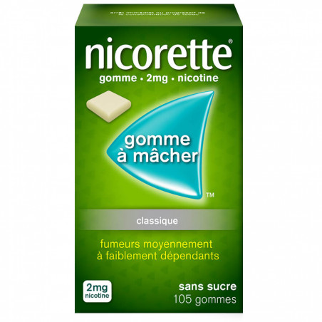 Nicorette Gomme 2mg goût original sans sucre par 105