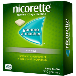 Nicorette Gomme 2mg goût original sans sucre par 210