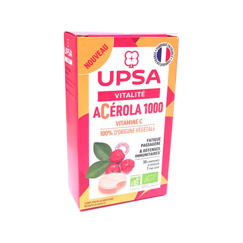 Upsa Acérola 1000 Bio vitalité 30 comprimés à croquer