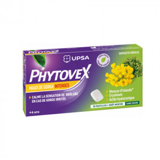 Upsa Phytovex Maux de gorge intenses 20 pastilles menthe
