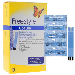 FreeStyle Optium Bandelettes Réactives de Dosage Glycémie 100 électrodes diabète