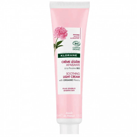 Klorane Pivoine Crème légère apaisante Bio visage peaux sensibles 40 ml